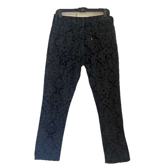 Levi's Denim - Levi's Mid Rise Skinny Jeans W 32 Black Velvet Burnout Damask Baroque Goth Edgy